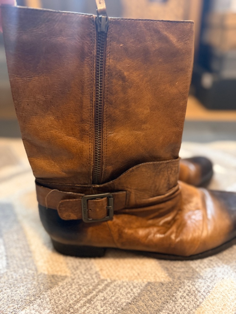 Vince Camuto|Distressed Moto Ankle Boots|Leather|Mid Shaft|Two Toned|Size 10.5 - Picture 14 of 16
